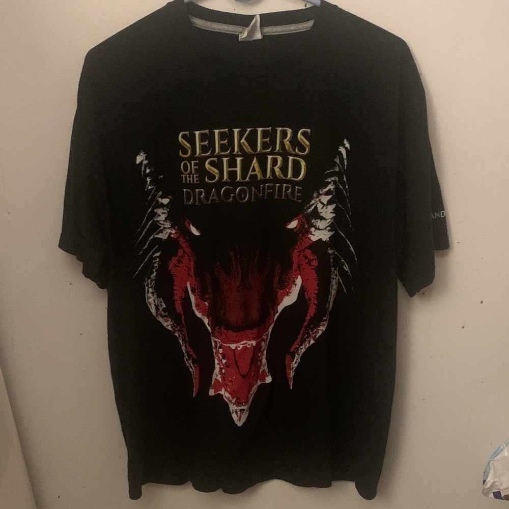 Seekers of the Shard Dragonfire Black 65/35 cotton Blend T-Shirt SZ XL